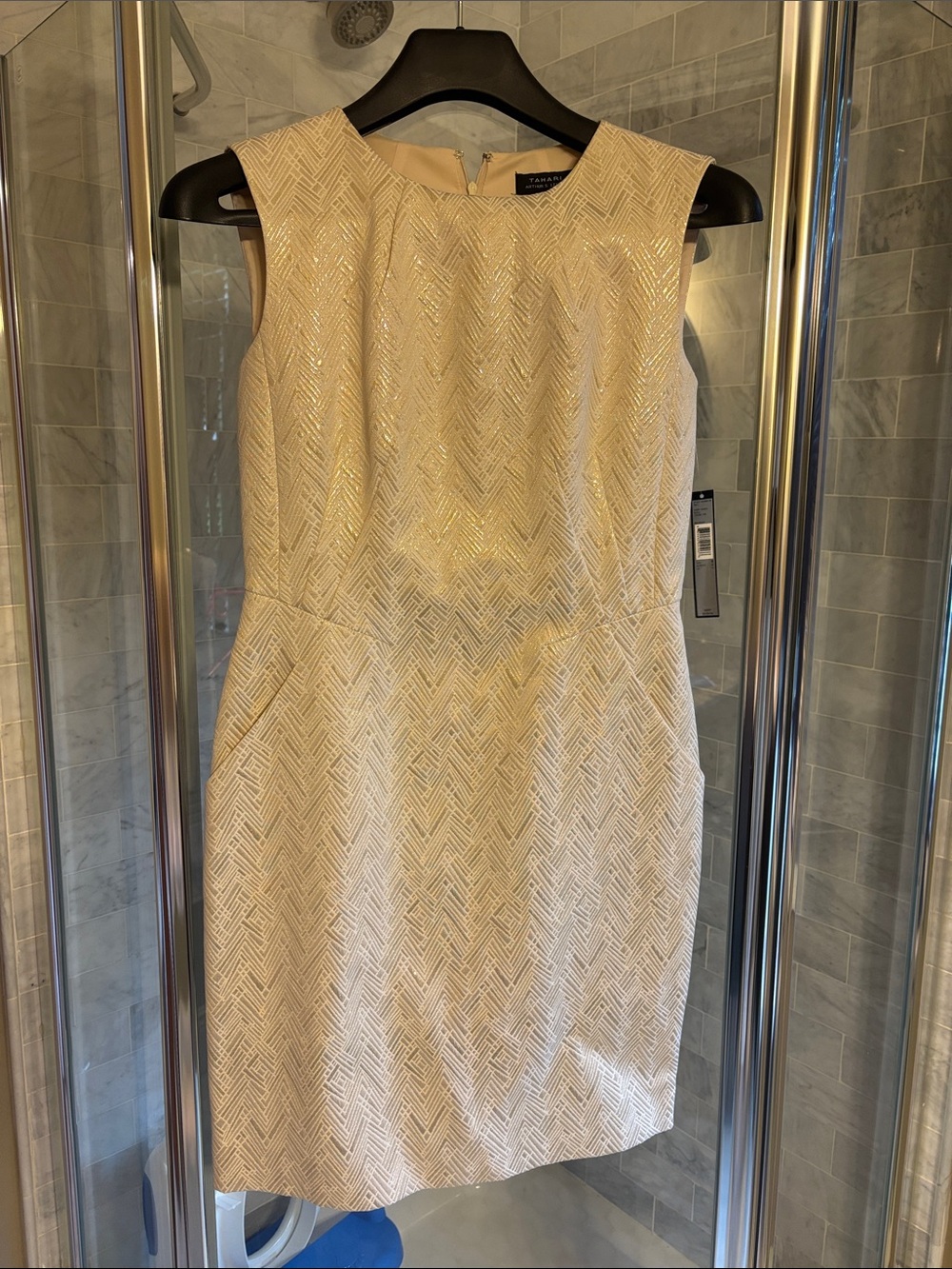 Tahari Cream Textured Sheath Dress